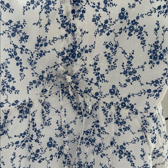 Pink Lily small Blue Floral Ruffle Blouse. Like new - Picture 2 of 4